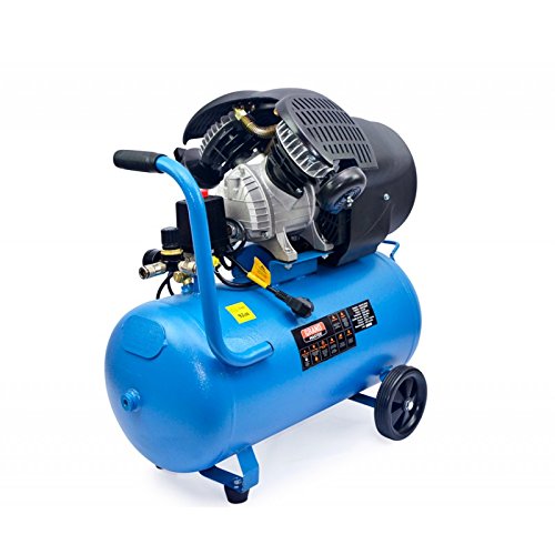 Grandmaster - Compresor de Aire 50 Litros 220V, Dos Cilindros 356L/min, 2200W/3cv, 8 Bares/118psi, Filtro de Aire, Velocidad 2850/min, Compresor Silencioso 72/94 dB, Válvula de Seguridad