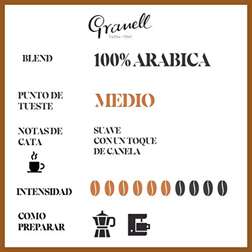 Granell Cafes-1940 Granell - Pack Degustacion Aromas| Cafe Molido 100% Café Arabica - Café Con Un Ligero Toque De Vainilla, Canela, Chocolate O Avellana - Paquetes X 250 Gramos 4 unidades 1000 g