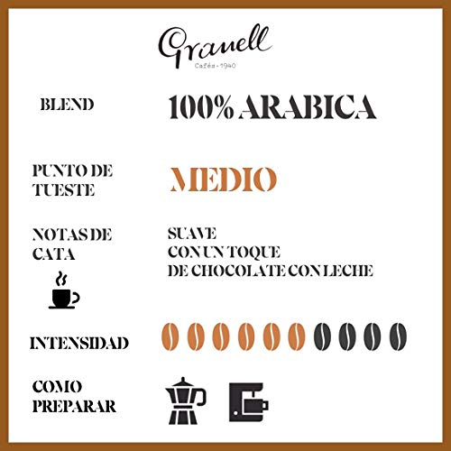 Granell Cafes-1940 Granell - Pack Degustacion Aromas| Cafe Molido 100% Café Arabica - Café Con Un Ligero Toque De Vainilla, Canela, Chocolate O Avellana - Paquetes X 250 Gramos 4 unidades 1000 g