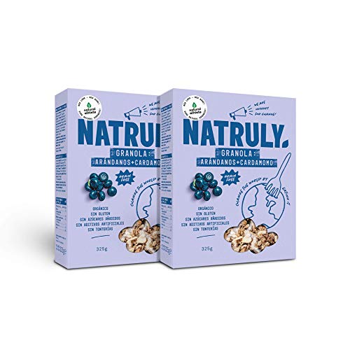 Granola BIO Natural Athlete, Frutos Secos y Semillas, Sin Azúcar Refinado, Sin Gluten, Vegana, Arándano, Amaranto y Cardamomo -Pack 2x325