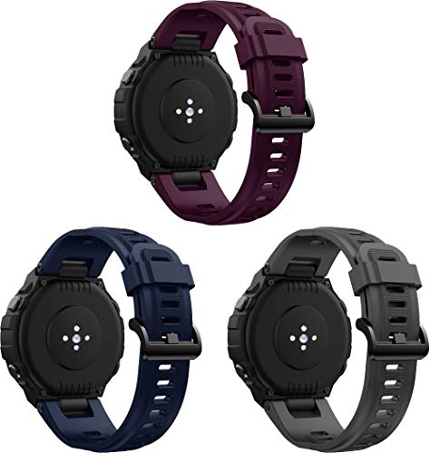 Gransho Correa de Reloj Recambios Correa Relojes Caucho Compatible con Amazfit T-Rex - Silicona Correa Reloj con Hebilla (3PCS A)