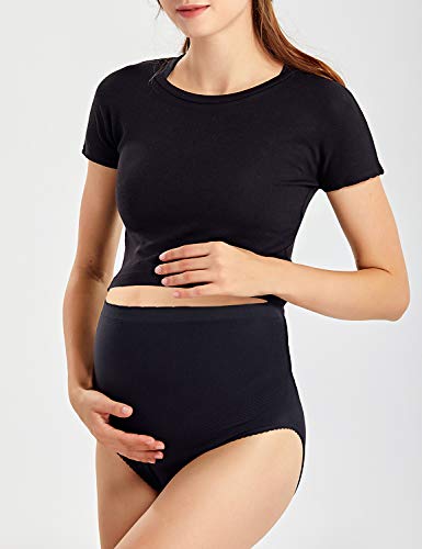 Gratlin Braguitas para Premamá Ropa Interior de Maternidad sin Costura Negro M