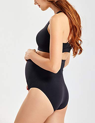 Gratlin Braguitas para Premamá Ropa Interior de Maternidad sin Costura Negro M