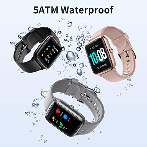 GRDE Smartwatch, Reloj Inteligente Impermeable IP68 con Monitor de Sueño Pulsómetro Podómetro Caloría GPS para Deporte, Smartwatch Reloj Inteligente Mujer Niños Despertador para Android iPhone-Rosa