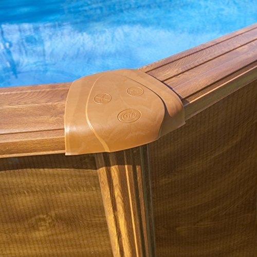 Gre KIT730W Pacific - Piscina Elevada Ovalada, Aspecto Madera, 730 x 375 x 120 cm