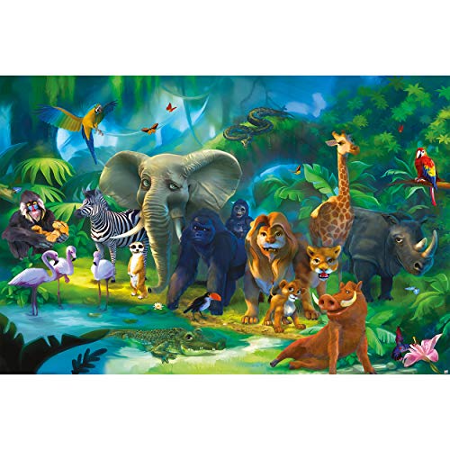 GREAT ART Mural De Pared Cuarto De Los Niños – Animales De La Selva – Zoo Naturaleza Safari Aventura Tigre León Elefante Mono Loro Papel Pintado Y Tapiz Y Decoración (336 x 238 cm) GREAT ART Mural De Pared Cuarto De Los Niños – Animales De La Selva – Zoo Naturaleza Safari Aventura Tigre León Elefante Mono Loro Papel Pintado Y Tapiz Y Decoración (336 x 238 cm)