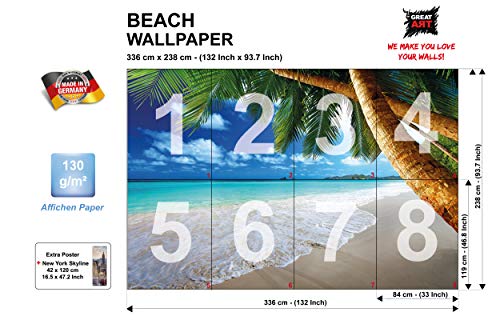 GREAT ART Mural De Pared – Playa Palmera – Sueño Caribeño Playa Bahía Paraíso Naturaleza Isla Palmeras Trópicos Cielo Azul Foto Papel Pintado Y Tapiz Y Decoración (336 x 238 cm) GREAT ART Mural De Pared – Playa Palmera – Sueño Caribeño Playa Bahía Paraíso Naturaleza Isla Palmeras Trópicos Cielo Azul Foto Papel Pintado Y Tapiz Y Decoración (336 x 238 cm)