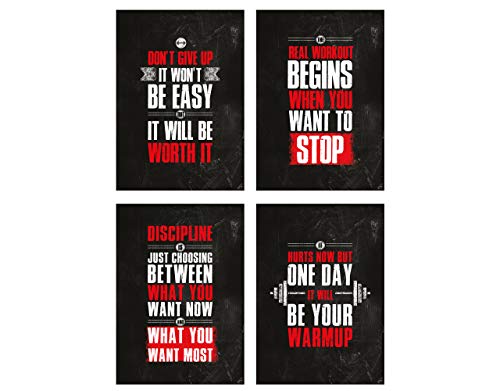 GREAT ART Set de tarjetas motivacionales – 12 Tarjetas formato Din A5 – Citas para entrenamiento con citas para sala de entrenamiento sala de recreación y gimnasio (14,8x21cm)