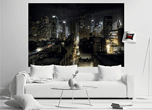 GREAT ART XXL Póster – Manhattan De Noche – Vista del Horizonte Ciudades Turismo Ciudad Decoración Nueva York con Motivos Metrópolis New York Skyline Cartel De Pared Foto (140 X 100 Cm)