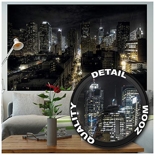 GREAT ART XXL Póster – Manhattan De Noche – Vista del Horizonte Ciudades Turismo Ciudad Decoración Nueva York con Motivos Metrópolis New York Skyline Cartel De Pared Foto (140 X 100 Cm)