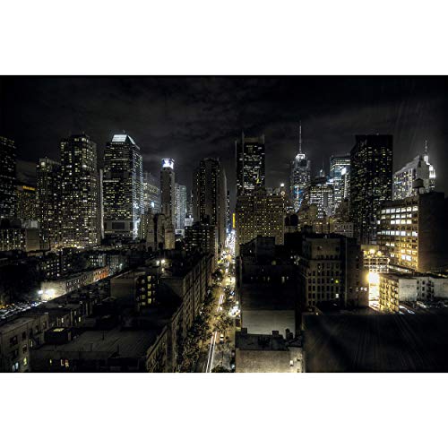 GREAT ART XXL Póster – Manhattan De Noche – Vista del Horizonte Ciudades Turismo Ciudad Decoración Nueva York con Motivos Metrópolis New York Skyline Cartel De Pared Foto (140 X 100 Cm)