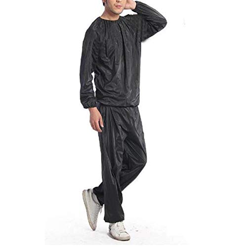 Greatangle Heavy Duty Sweat Sauna Suit Anti-Rip Training Fitness Pérdida de peso Ropa adelgazante Color sólido Ejercicio Sport Gym Suit negro XL