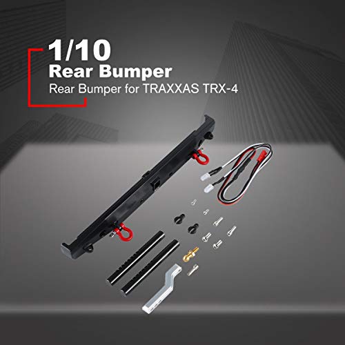 Greatangle-UK Parachoques Trasero de Metal para Coche RC con luz de Anillos en D para 1/10 Axial RC Crawler TRAXXAS TRX-4 Piezas de actualización Accesorios Negro Greatangle-UK Parachoques Trasero de Metal para Coche RC con luz de Anillos en D para 1/10 Axial RC Crawler TRAXXAS TRX-4 Piezas de actualización Accesorios Negro