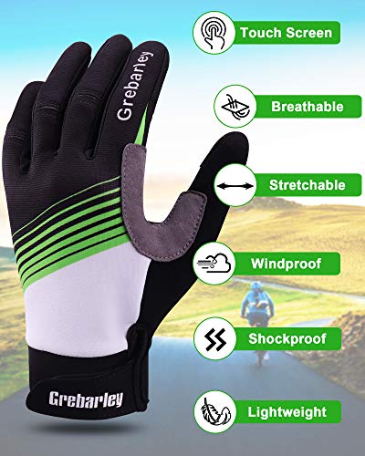 Grebarley Guantes de Ciclismo Bicicleta Montaña-Acolchados Bicicleta de Carretera de Hombres Mujeres Antideslizante Pantalla Táctil (L)