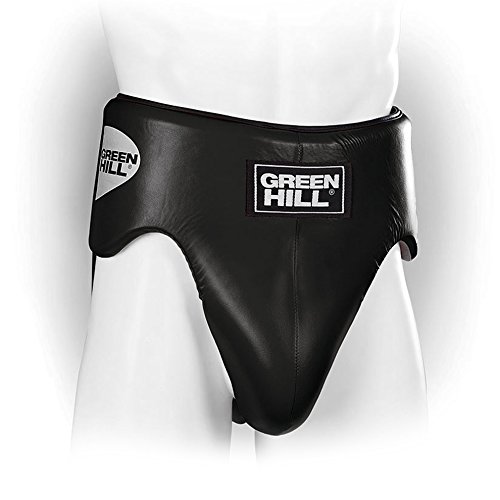 GREEN HILL Coquilla Protectora Ferus Taurus Professional Boxeo Groin Guard Boxing Negro Rojo (Cuero sintético, M)