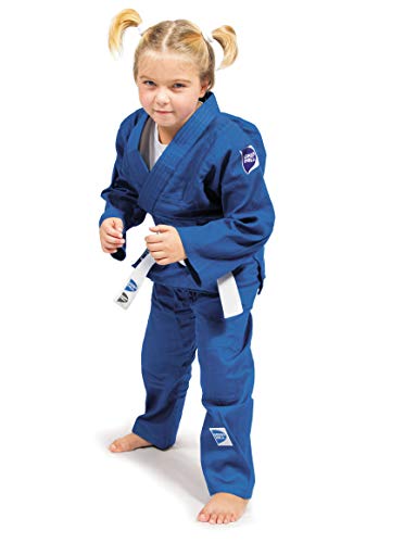 GREEN HILL JUDOGI Junior 300 g/m2 Judo GI Uniforme Blanco Azul Kimono Traje JU Jitsu Unisex (Azul, 150)