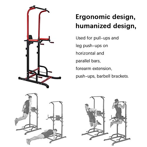 Greensen Power Tower Dip Station - Barra de dominadas ajustable multifunción para entrenamiento de fuerza portátil para gimnasio en casa