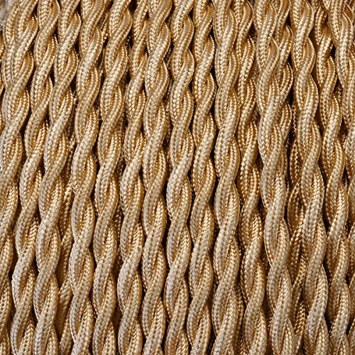 GreenSun Cable de tela para lámpara,cable de tela con revestimiento textil,cable eléctrico de 2 hilos,2 x 0,75 mm² trenzado individualmente trenzado,accesorios para lámparas,5m,color dorado claro GreenSun Cable de tela para lámpara,cable de tela con revestimiento textil,cable eléctrico de 2 hilos,2 x 0,75 mm² trenzado individualmente trenzado,accesorios para lámparas,5m,color dorado claro
