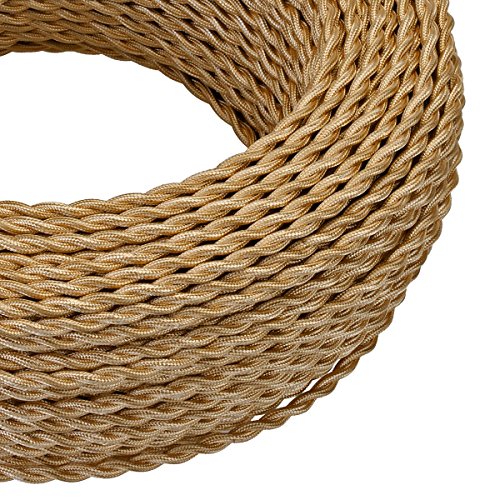 GreenSun Cable de tela para lámpara,cable de tela con revestimiento textil,cable eléctrico de 2 hilos,2 x 0,75 mm² trenzado individualmente trenzado,accesorios para lámparas,5m,color dorado claro GreenSun Cable de tela para lámpara,cable de tela con revestimiento textil,cable eléctrico de 2 hilos,2 x 0,75 mm² trenzado individualmente trenzado,accesorios para lámparas,5m,color dorado claro