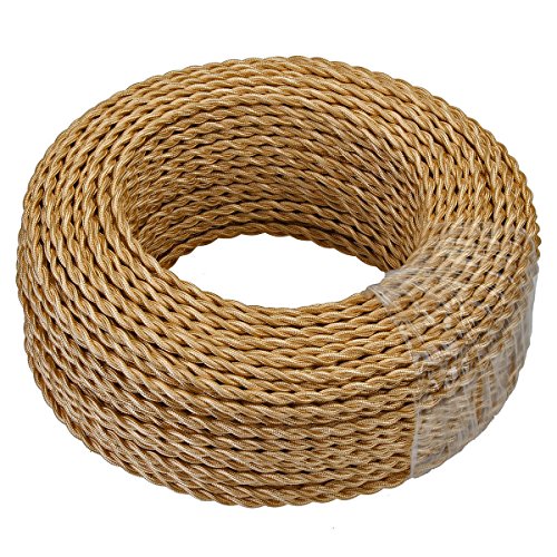 GreenSun Cable de tela para lámpara,cable de tela con revestimiento textil,cable eléctrico de 2 hilos,2 x 0,75 mm² trenzado individualmente trenzado,accesorios para lámparas,5m,color dorado claro GreenSun Cable de tela para lámpara,cable de tela con revestimiento textil,cable eléctrico de 2 hilos,2 x 0,75 mm² trenzado individualmente trenzado,accesorios para lámparas,5m,color dorado claro