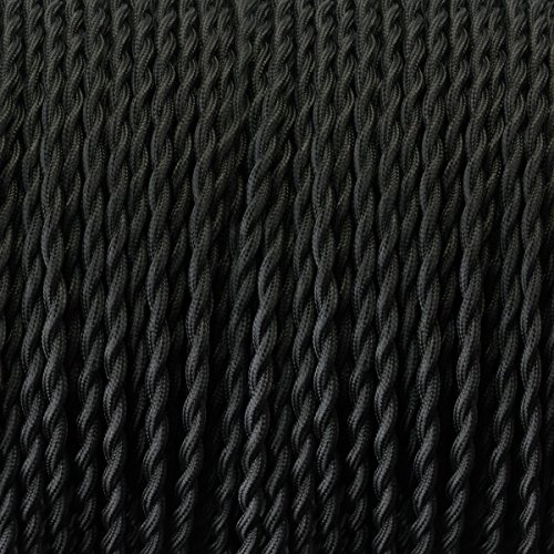 GreenSun LED Lighting 10 Meter Cable Textil Electrico, Cables de Revestimiento Cables Trenzados Vintage Cables de Alimentación con Conductor de Protección 2x0.75mm² Trenza Simple, Negro GreenSun LED Lighting 10 Meter Cable Textil Electrico, Cables de Revestimiento Cables Trenzados Vintage Cables de Alimentación con Conductor de Protección 2x0.75mm² Trenza Simple, Negro