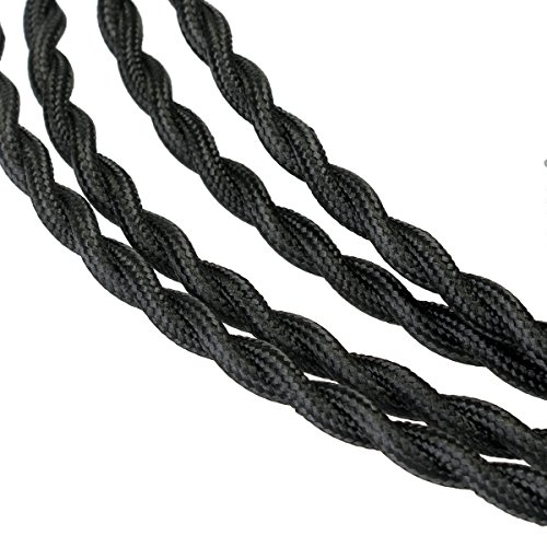 GreenSun LED Lighting 10 Meter Cable Textil Electrico, Cables de Revestimiento Cables Trenzados Vintage Cables de Alimentación con Conductor de Protección 2x0.75mm² Trenza Simple, Negro GreenSun LED Lighting 10 Meter Cable Textil Electrico, Cables de Revestimiento Cables Trenzados Vintage Cables de Alimentación con Conductor de Protección 2x0.75mm² Trenza Simple, Negro