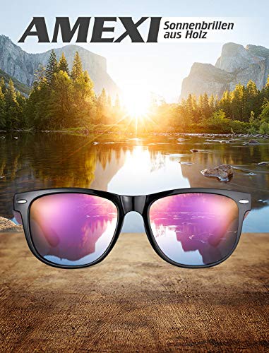 GreenTreen Gafas de Sol Polarizadas Hombre y Mujere, UV400 Protection, Gafas Ligeras con Patillas de Madera (Púrpura) GreenTreen Gafas de Sol Polarizadas Hombre y Mujere, UV400 Protection, Gafas Ligeras con Patillas de Madera (Púrpura)