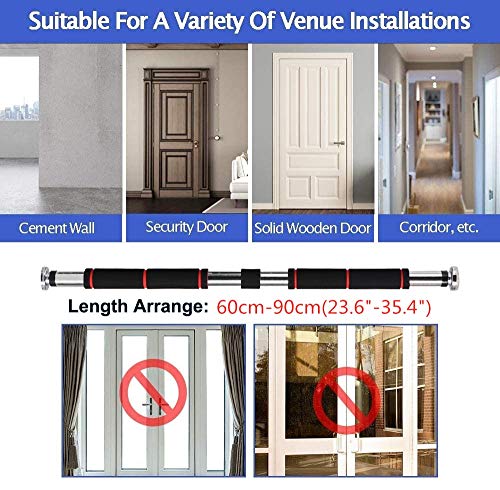 GREFIC Puerta Barra Dominadas, Ajustable 60-90 CM Pull Up Bars, 180KG de Carga Máxima Barra de Dominadas Pared, Fitness Musculacion Deporte en Casa, Abdominales Sit Up Barra, Casa Gimnasio Ejercicio GREFIC Puerta Barra Dominadas, Ajustable 60-90 CM Pull Up Bars, 180KG de Carga Máxima Barra de Dominadas Pared, Fitness Musculacion Deporte en Casa, Abdominales Sit Up Barra, Casa Gimnasio Ejercicio