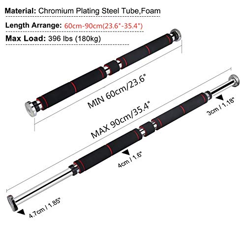 GREFIC Puerta Barra Dominadas, Ajustable Pull Up Bars, 180KG de Carga Máxima Barra de Dominadas Pared, Fitness Musculacion Deporte en Casa, Abdominales Sit Up Barra, Casa Gimnasio Ejercicio