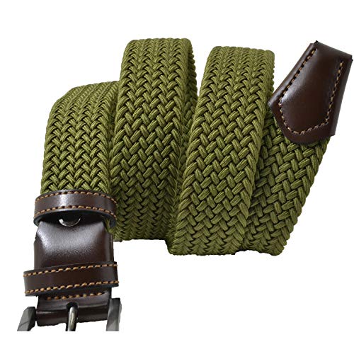 GreSel, Cinturón trenzado, de Hombre y Mujer, tejido elástico y cuero genuino, Made in Italy Verdone 120 (52-54) GreSel, Cinturón trenzado, de Hombre y Mujer, tejido elástico y cuero genuino, Made in Italy Verdone 120 (52-54)
