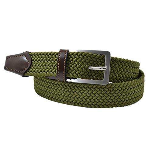 GreSel, Cinturón trenzado, de Hombre y Mujer, tejido elástico y cuero genuino, Made in Italy Verdone 120 (52-54) GreSel, Cinturón trenzado, de Hombre y Mujer, tejido elástico y cuero genuino, Made in Italy Verdone 120 (52-54)