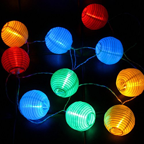 Gresonic Cadena de luz con farolillos, 20 ledes, decoración para el jardín, la Navidad, fiestas, bodas, interior y exterior, con enchufe