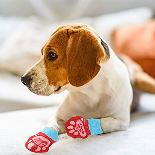 Gresunny 4 Piezas Calcetines para Perros Antideslizantes Protectores de Patas para Uso en Interior y Control de tracción con Refuerzo de Goma Botas para Mascotas Perro Gatos Rojo Gresunny 4 Piezas Calcetines para Perros Antideslizantes Protectores de Patas para Uso en Interior y Control de tracción con Refuerzo de Goma Botas para Mascotas Perro Gatos Rojo