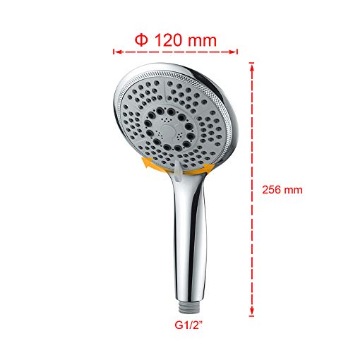 GRIFEMA - Alcachofa de ducha, ducha mano Grande, 5 chorros, 120 mm, Cromo GRIFEMA - Alcachofa de ducha, ducha mano Grande, 5 chorros, 120 mm, Cromo