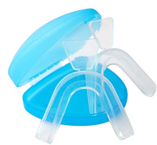 Grinigh Bandejas de boca Termoplásticas Personalizadas para Blanqueamiento dental-Goma blanqueadora moldeable-Protector bucal de dientes 1 par(1 superior y 1 inferior) con 1 estuche de retención