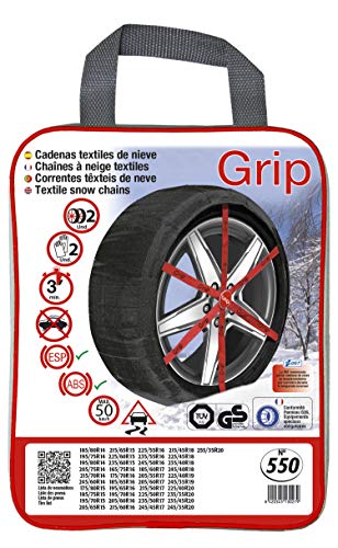 Grip - Cadenas de nieve textil, talla Nº 550, set 2 uds, guantes incluidos