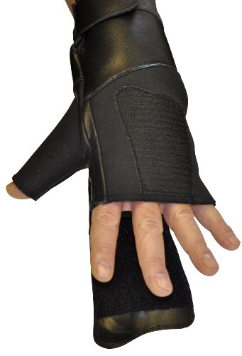 Gripeeze Manopla sin dedos con correa de velcro para terapia física, rehabilitación y equipo de ejercicio, tamaño mediano, color negro