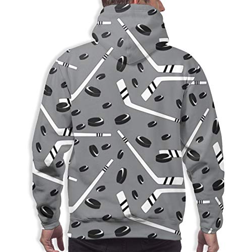 Gris Hockey Unisex Ligero Realista 3D Impresión Digital Sudadera con Capucha Sudadera con Capucha Jerseys Manga Larga Atlético Casual Camisas activas, XXL