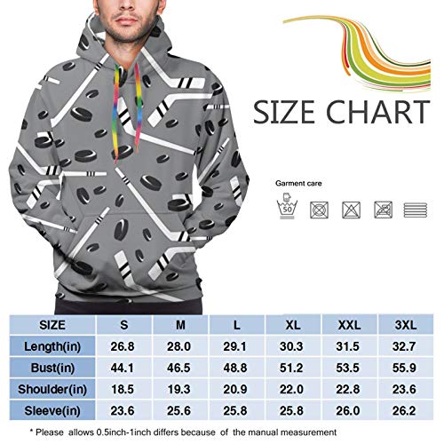 Gris Hockey Unisex Ligero Realista 3D Impresión Digital Sudadera con Capucha Sudadera con Capucha Jerseys Manga Larga Atlético Casual Camisas activas, XXL