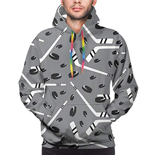 Gris Hockey Unisex Ligero Realista 3D Impresión Digital Sudadera con Capucha Sudadera con Capucha Jerseys Manga Larga Atlético Casual Camisas activas, XXL