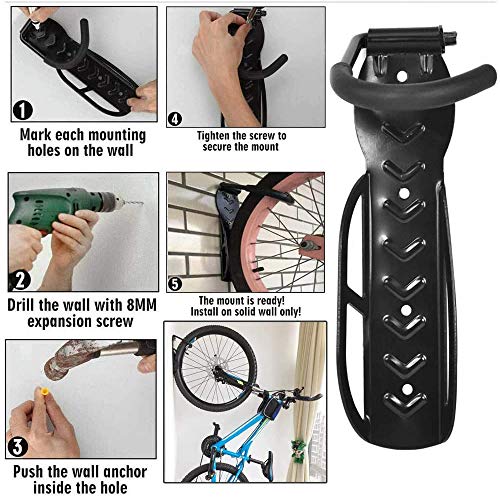 GRJKZYAM 2 Pcs Soportes De Pared para Bicicleta Gancho Bicicleta Pared Bicicletas Soporte De Montaje En Pared Ahorro De Espacio Bicicleta Bicicletas Soportes De Pared con Accesorios Máximo 60 Kg GRJKZYAM 2 Pcs Soportes De Pared para Bicicleta Gancho Bicicleta Pared Bicicletas Soporte De Montaje En Pared Ahorro De Espacio Bicicleta Bicicletas Soportes De Pared con Accesorios Máximo 60 Kg