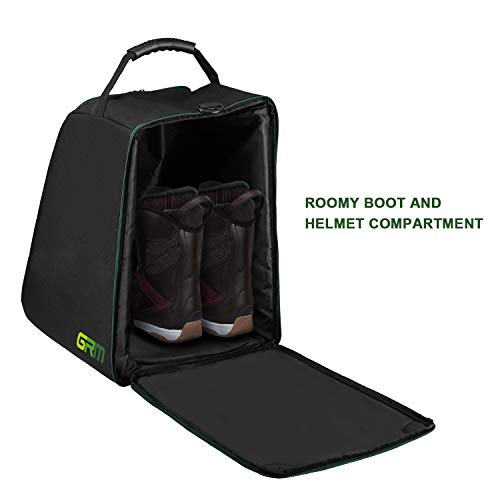 GRM Bolsa para Botas de Esquí con Compartimiento para Casco, Completamente Acolchada, Resistente al Agua, Negro, Tamaño Grande 45 x 30 x 45 cm