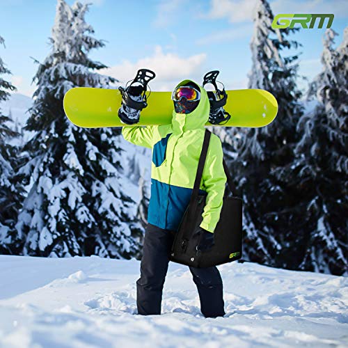 GRM Bolsa para Botas de Esquí con Compartimiento para Casco, Completamente Acolchada, Resistente al Agua, Negro, Tamaño Grande 45 x 30 x 45 cm