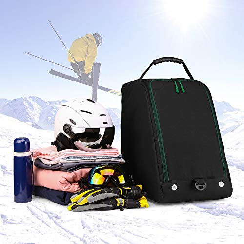 GRM Bolsa para Botas de Esquí con Compartimiento para Casco, Completamente Acolchada, Resistente al Agua, Negro, Tamaño Grande 45 x 30 x 45 cm