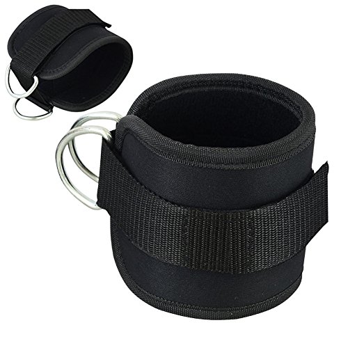 Grofitness Correas ajustables para los tobillos con doble anilla en D, correa para muñecas y piernas de peso, para fijar måquina de cable, 1 par, negro Grofitness Correas ajustables para los tobillos con doble anilla en D, correa para muñecas y piernas de peso, para fijar måquina de cable, 1 par, negro