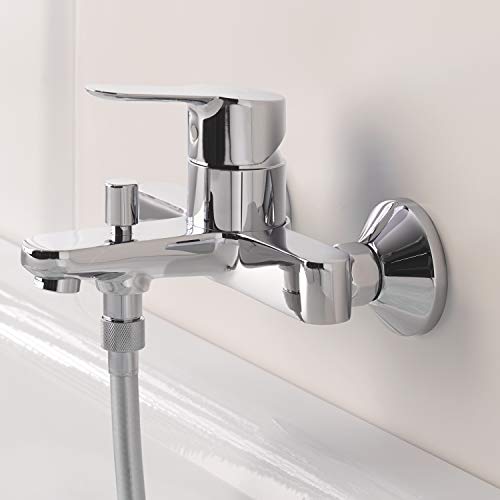 Grohe BauEdge - Grifo para ducha y baño con sistema de montaje en pared e inversor automático. Incluye sistema de ahorro de agua y limitador de caudal ajustable (Ref. 23334000)