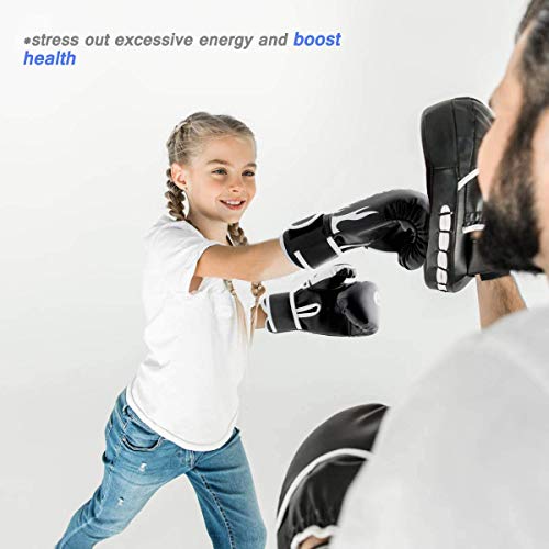 GROOFOO Guantes de Boxeo para Niños 4oz Entrenamiento Combate Guantes de Perforación per MMA Muay Thai Kick Boxing Età da 3 a 9 Anni - Negro GROOFOO Guantes de Boxeo para Niños 4oz Entrenamiento Combate Guantes de Perforación per MMA Muay Thai Kick Boxing Età da 3 a 9 Anni - Negro
