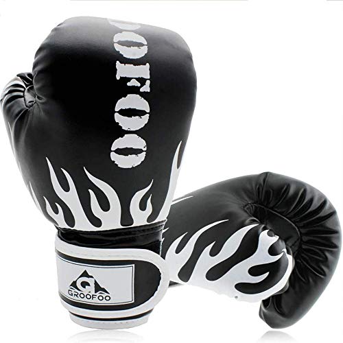GROOFOO Guantes de Boxeo para Niños 4oz Entrenamiento Combate Guantes de Perforación per MMA Muay Thai Kick Boxing Età da 3 a 9 Anni - Negro GROOFOO Guantes de Boxeo para Niños 4oz Entrenamiento Combate Guantes de Perforación per MMA Muay Thai Kick Boxing Età da 3 a 9 Anni - Negro