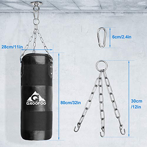 GROOFOO Saco de Boxeo Niños Adulto 100x33cm Tarea Pesada Oxford Boxing Bag para Entrenamiento de Boxeo para Niños Bolsa sin llenar con Cadena Montaje para MMA Muay Thai Kick Boxing - Negro GROOFOO Saco de Boxeo Niños Adulto 100x33cm Tarea Pesada Oxford Boxing Bag para Entrenamiento de Boxeo para Niños Bolsa sin llenar con Cadena Montaje para MMA Muay Thai Kick Boxing - Negro