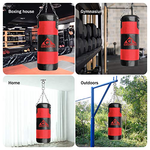 GROOFOO Saco de Boxeo Niños Tarea Pesada Oxford Boxing Bag para Entrenamiento de Boxeo para Niños Bolsa sin llenar con Cadena Montaje para MMA Muay Thai Kick Boxing 80x28CM Rojo GROOFOO Saco de Boxeo Niños Tarea Pesada Oxford Boxing Bag para Entrenamiento de Boxeo para Niños Bolsa sin llenar con Cadena Montaje para MMA Muay Thai Kick Boxing 80x28CM Rojo